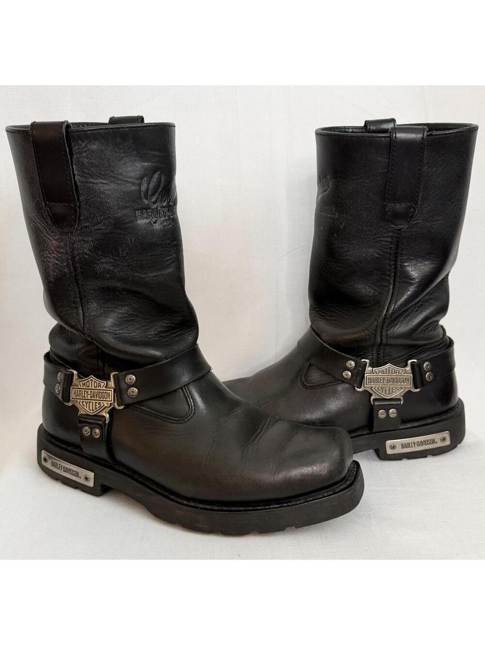 Harley-Davidson 9 Men’s MegaHarness Boots 91345 - rBlack Leather Biker Boots -
